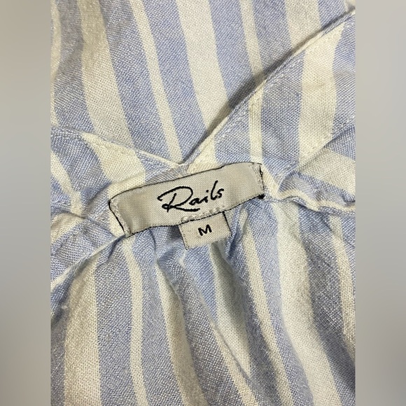 Rails Linen Blend Jeri Holland Stripe Lace Up Blouse - Picture 7 of 10